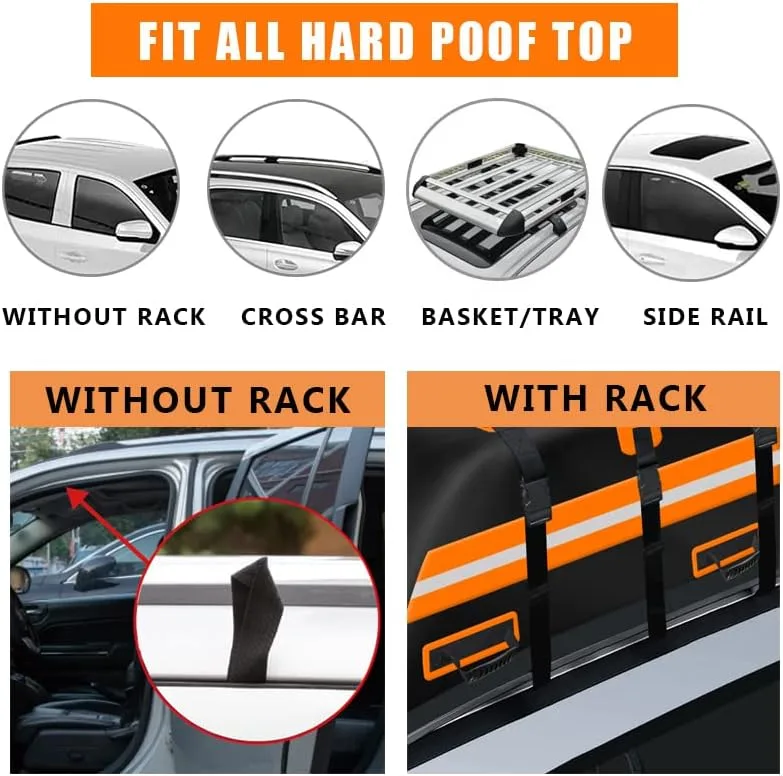 Car Rooftop Cargo Carrier Bag, Car Cargo Carrier 19 Cubic Feet Waterproof Heavy Duty Car Roof Bag for All Vehicle with/Without Racks, with Storage Bag, Anti-Slip Mat, 8 Straps, 8 Door Hooks - Image 6