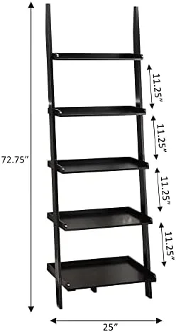 Convenience Concepts American Heritage 5 shelves Bookshelf Ladder, Black - Image 4